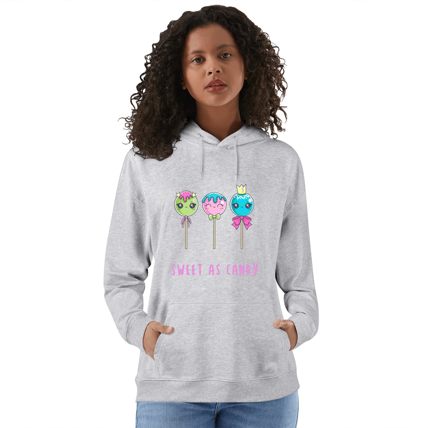 "Sweet as Candy" Adult Cotton Hoodie. Cute candy print