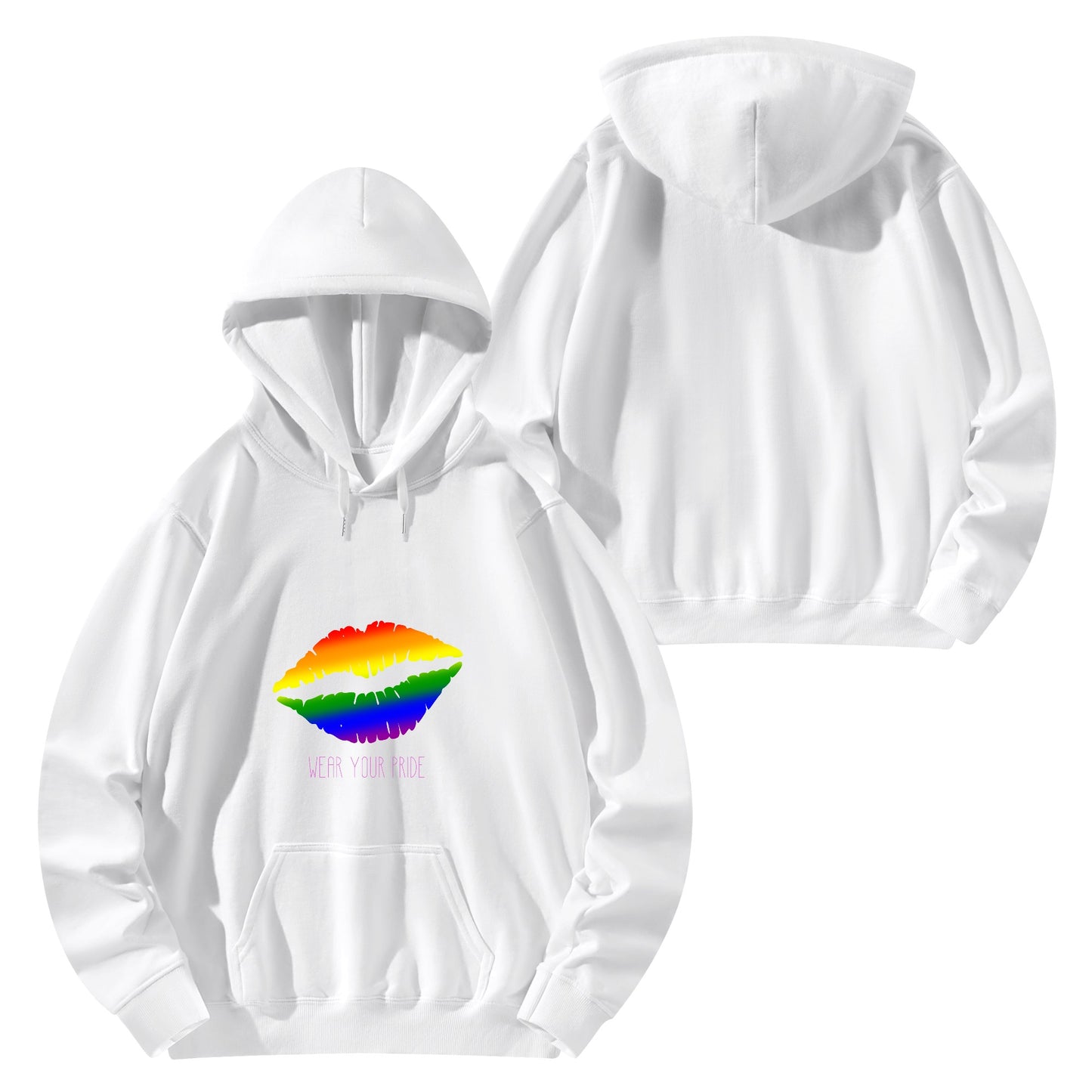 LGBTQ+ Wear Your Pride  Adult Cotton Hoodie. with logo