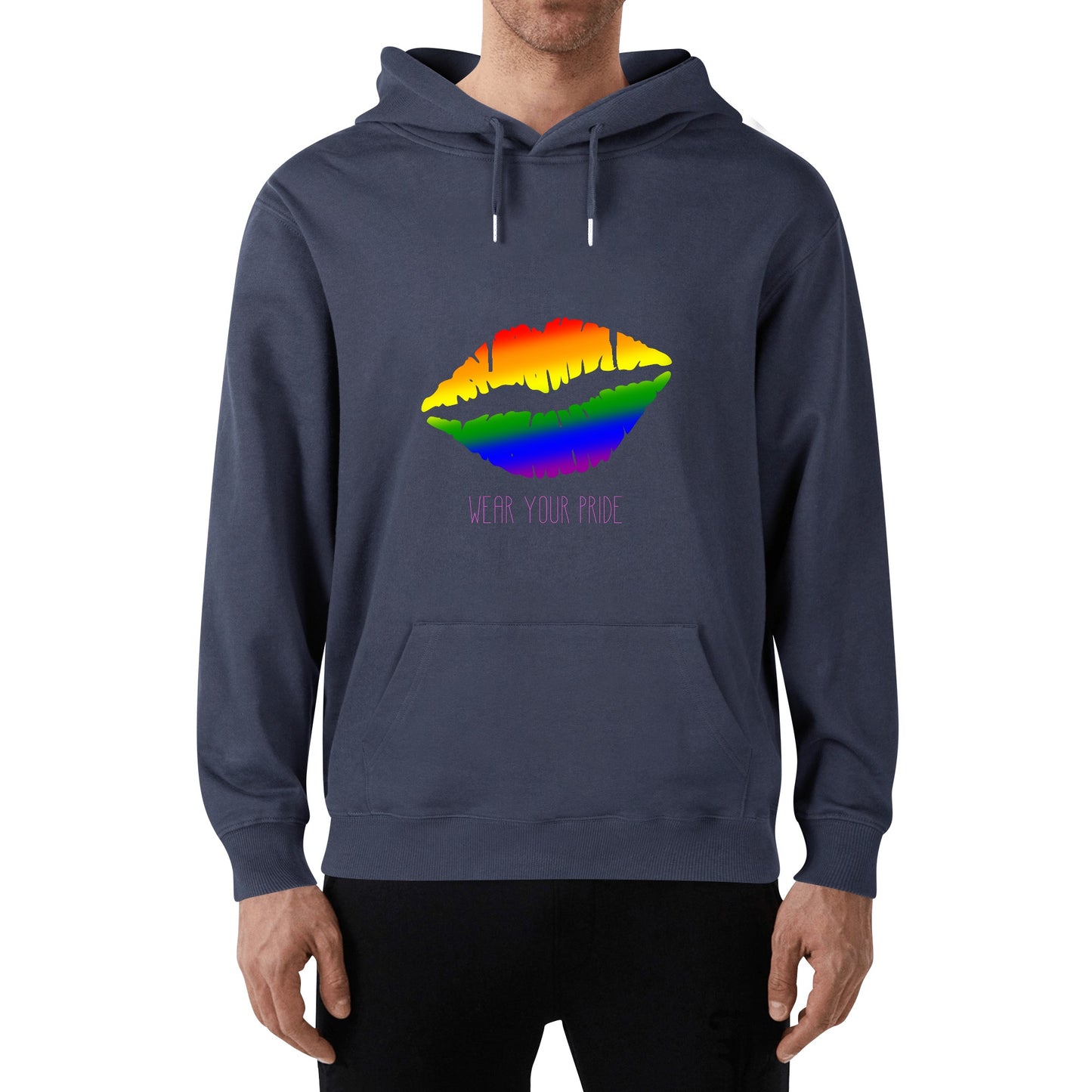 LGBTQ+ Wear Your Pride  Adult Cotton Hoodie. with logo