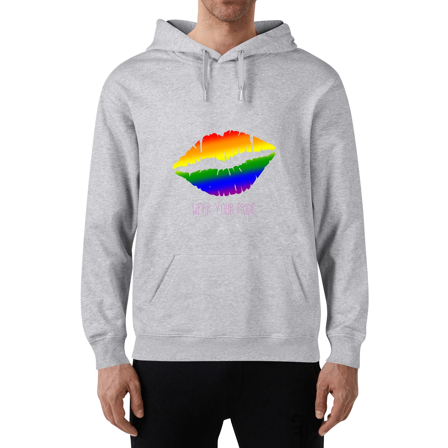 LGBTQ+ Wear Your Pride  Adult Cotton Hoodie. with logo