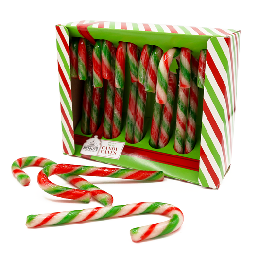 Traditional Striped Mint Candy Canes 12 Pack 144g. Christmas candy canes.