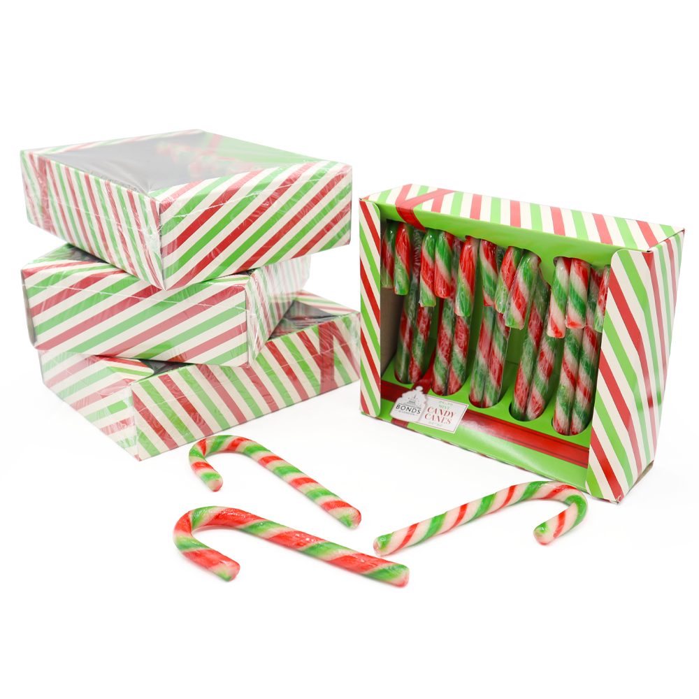 Traditional Striped Mint Candy Canes 12 Pack 144g. Christmas candy canes.