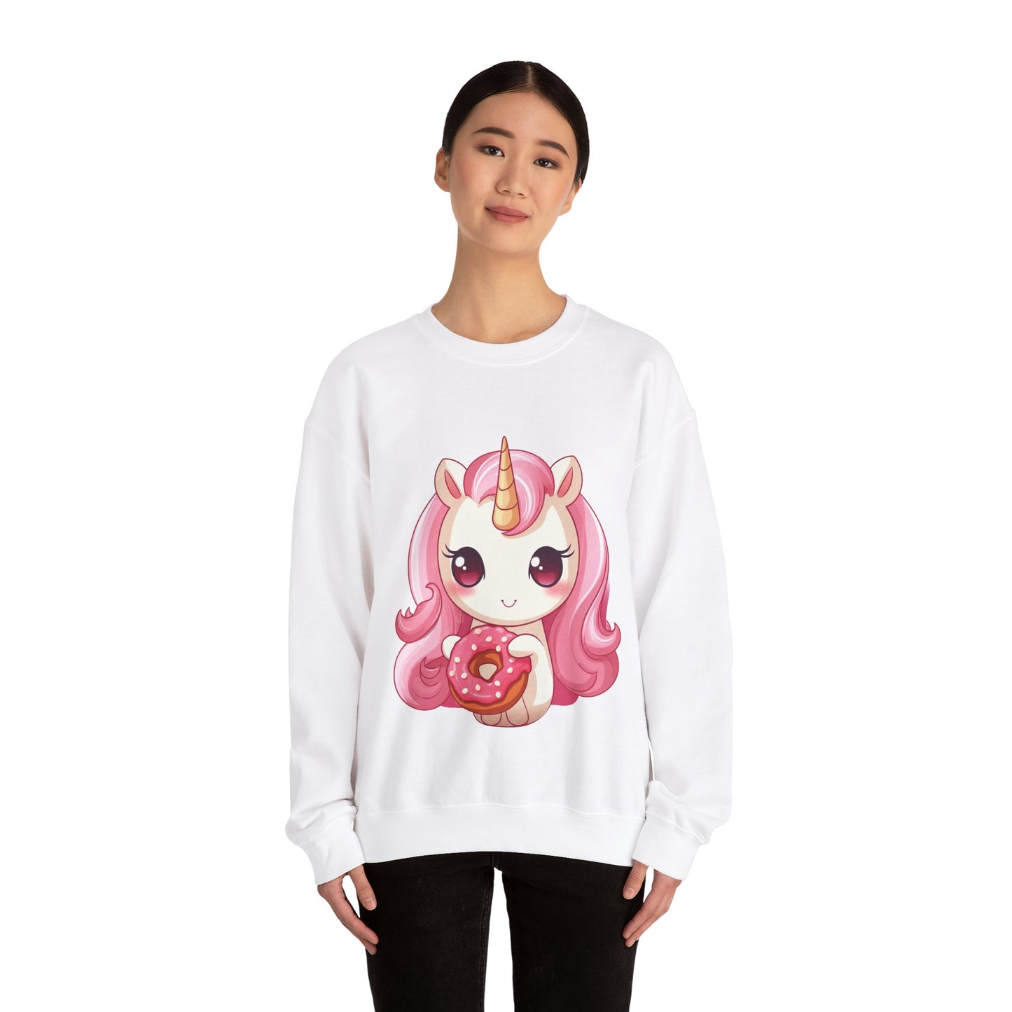 Kawaii style unicorn donut Unisex Heavy Blend™ Crewneck Sweatshirt