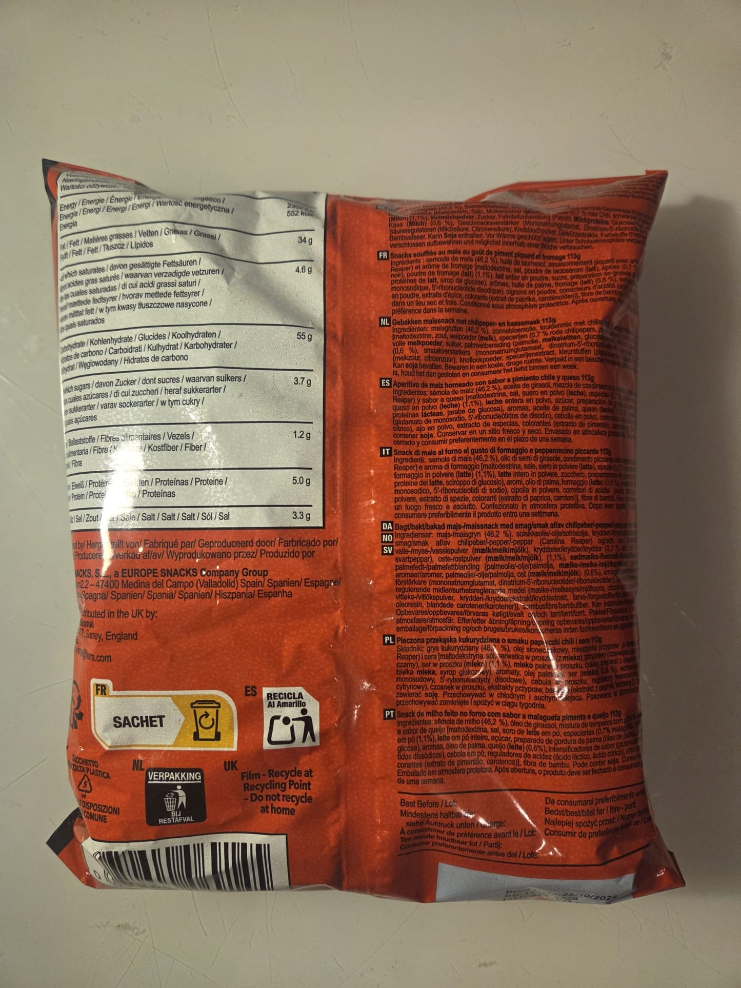 Herr's Carolina reaper cheese curls - 113g bag - American import