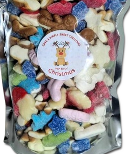 Christmas Pick'n'Mix sweet pouch. 500g and 1kg. Jelly and Fizzy mix
