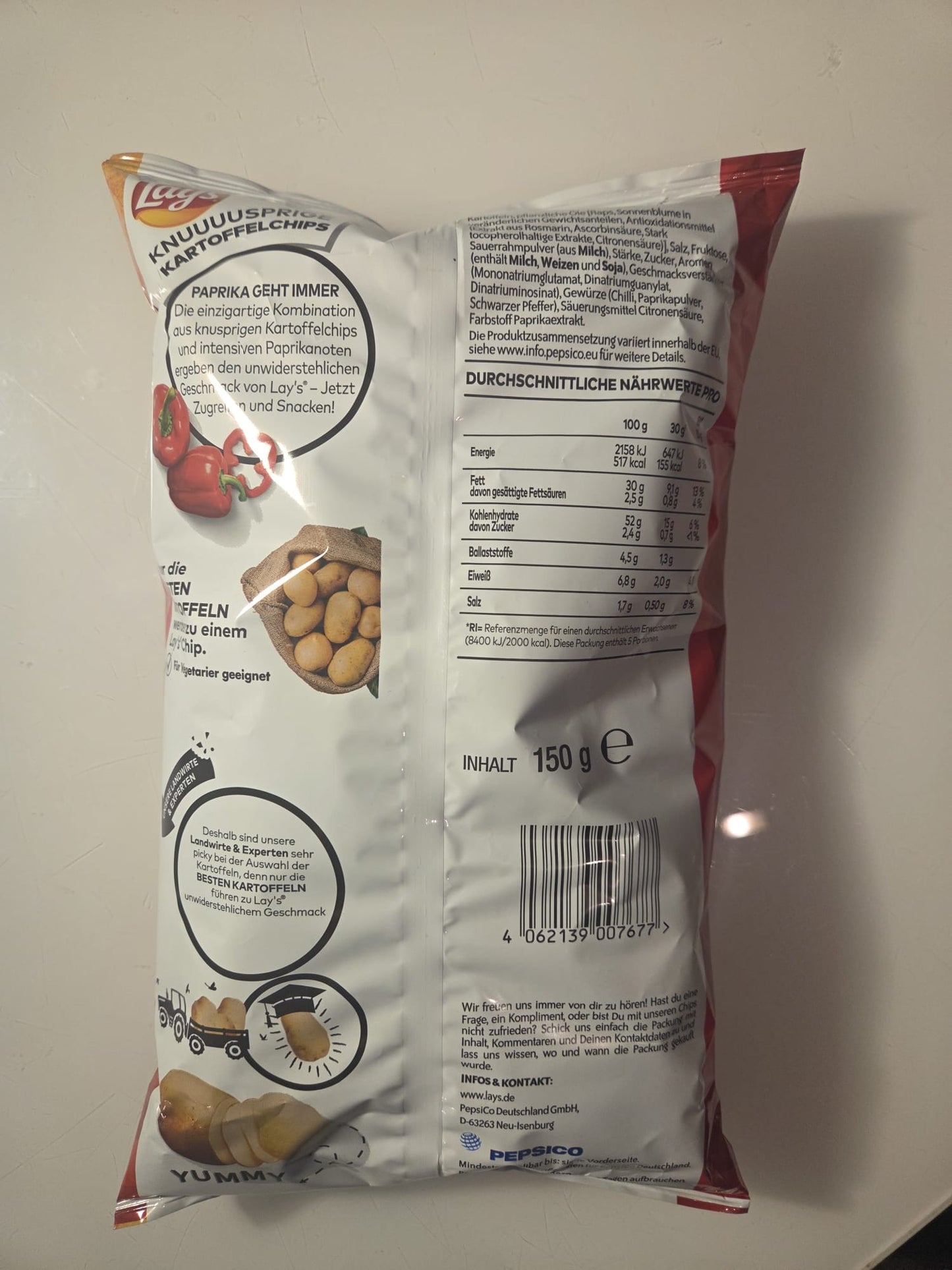 Lays Paprika Crisps Red Bag 130g - Imported