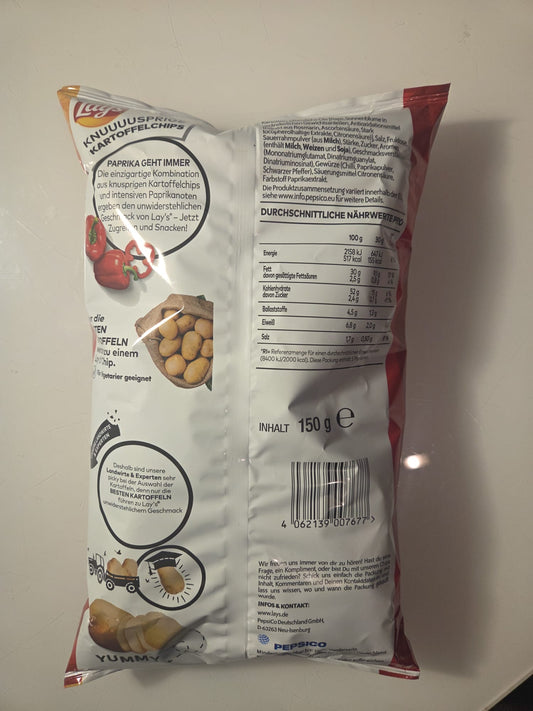 Lays Paprika Crisps Red Bag 130g - Imported