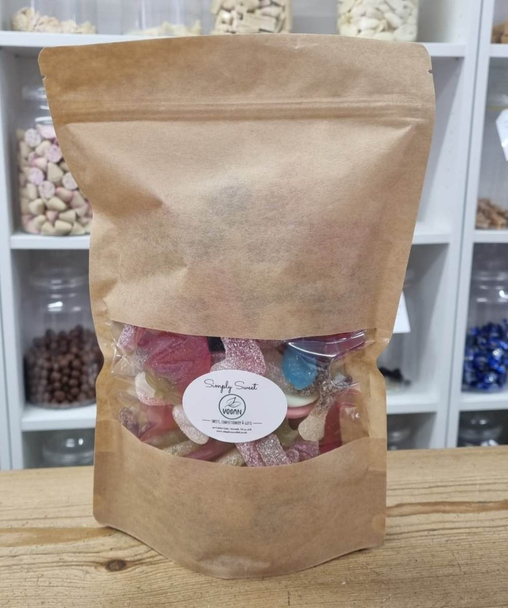 Vegan Pick n Mix Sweet Pouch. Re-sealable Sweet Pouch. 1kg of Sweets